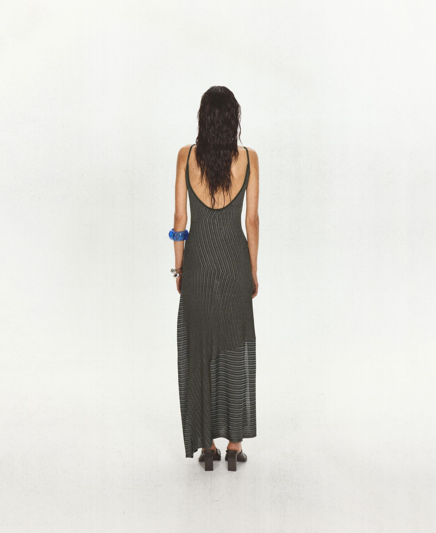 Women's Asymmetrical Striped Sleeveless Knit Dress