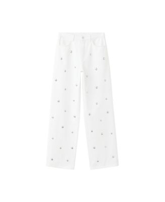 Women's Wide-Leg Studded Jeans