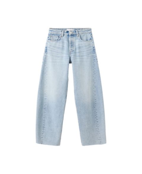 Женские джинсы Mango Mid-Rise Baggy Balloon, цвет: Светлый синий