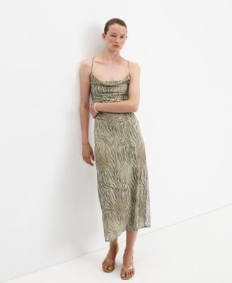 Women's Draped Zebra-Print Midi Dress