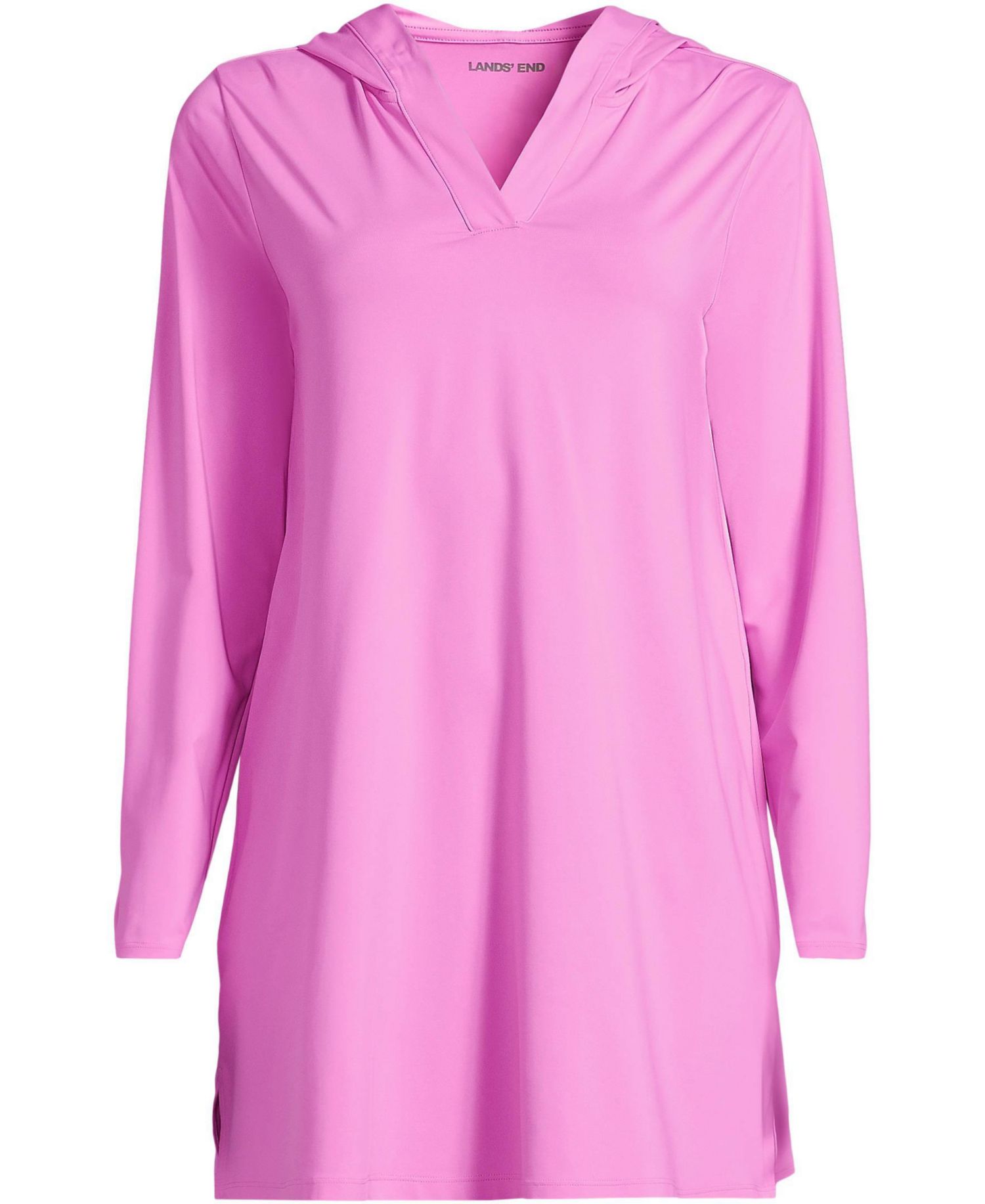 Women's Cotton Jersey Long Sleeve Hooded Swim Cover-up Dress