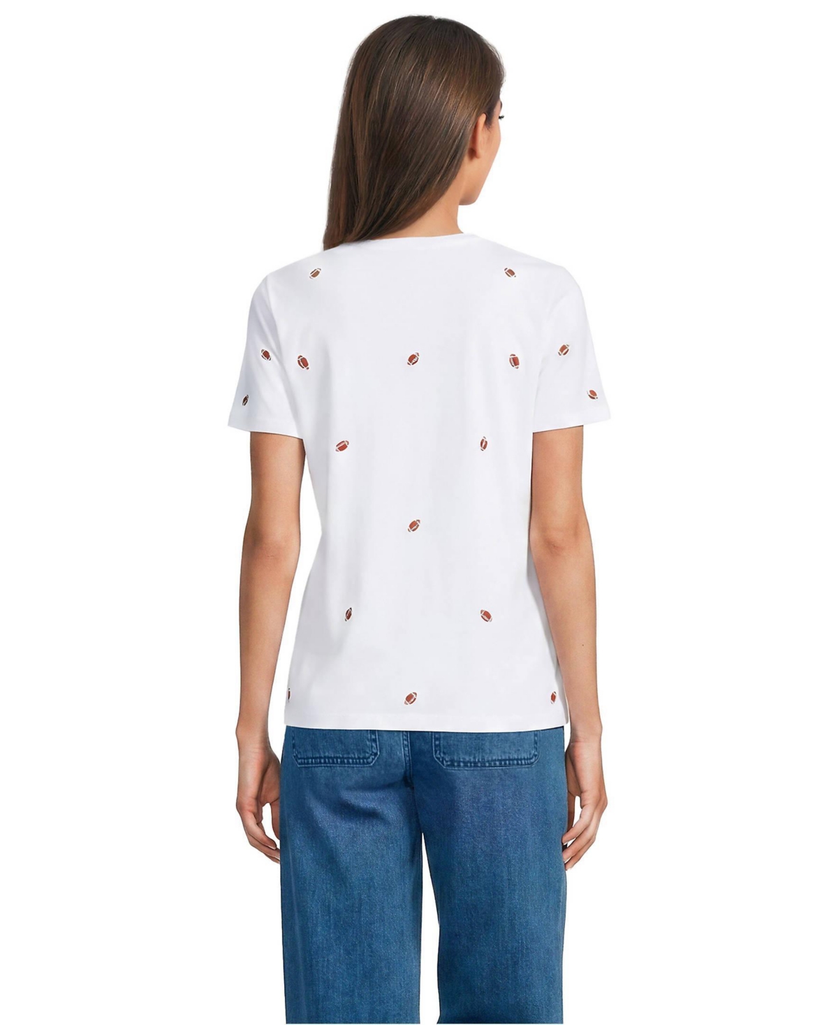 Lands' End Women's Tall Relaxed Supima Cotton Embroidered Crew Neck T-Shirt