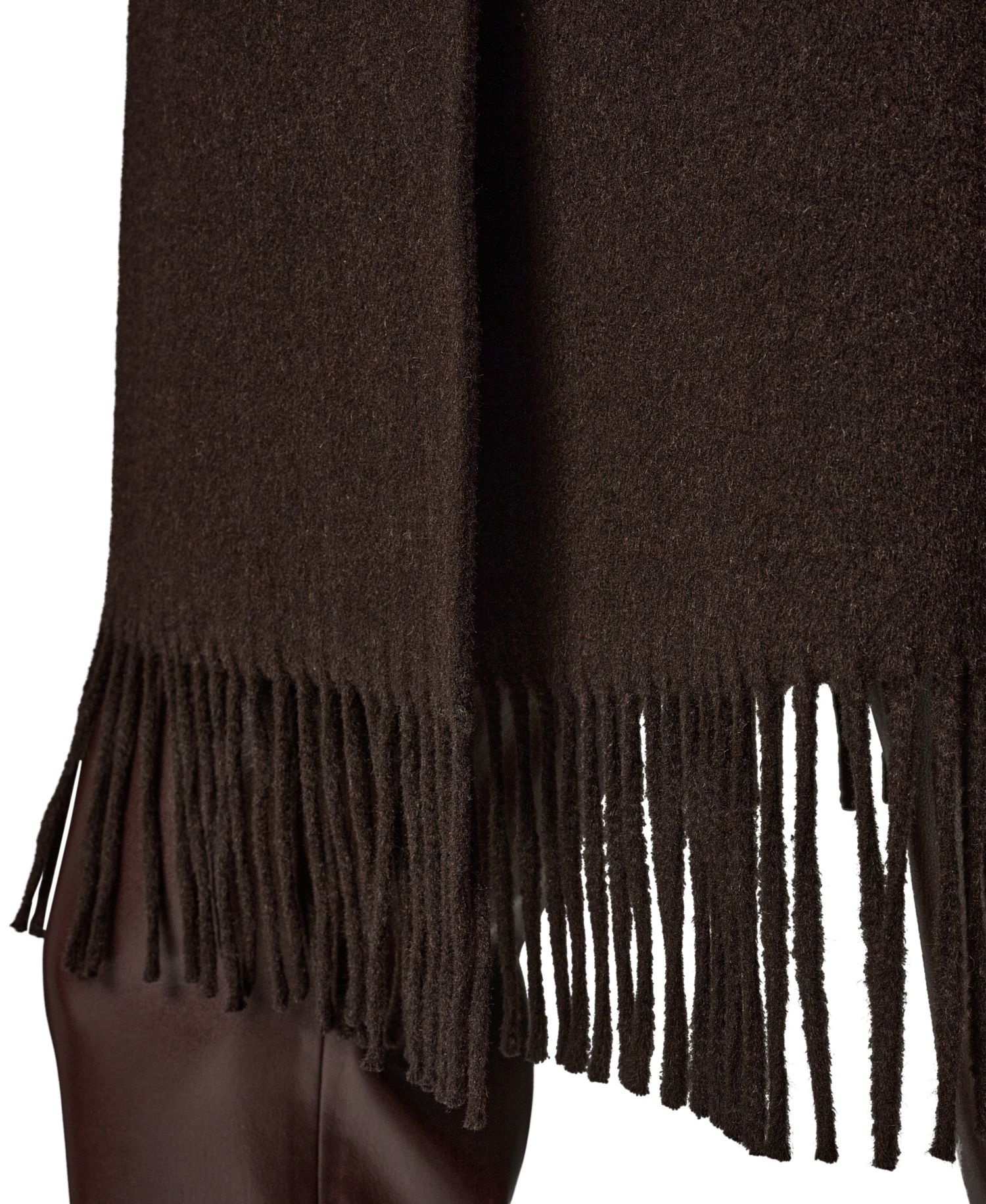 Women's Belted Fringe Wool-Blend Shawl-Collar Mid-Length Coat