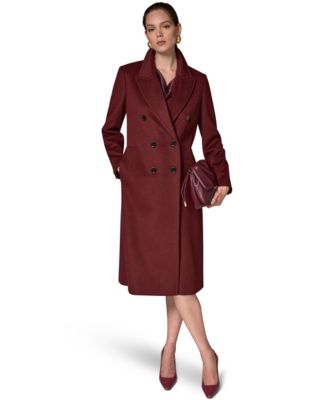 Women's Double-Breasted Long Wool-Cashmere Blend Coat