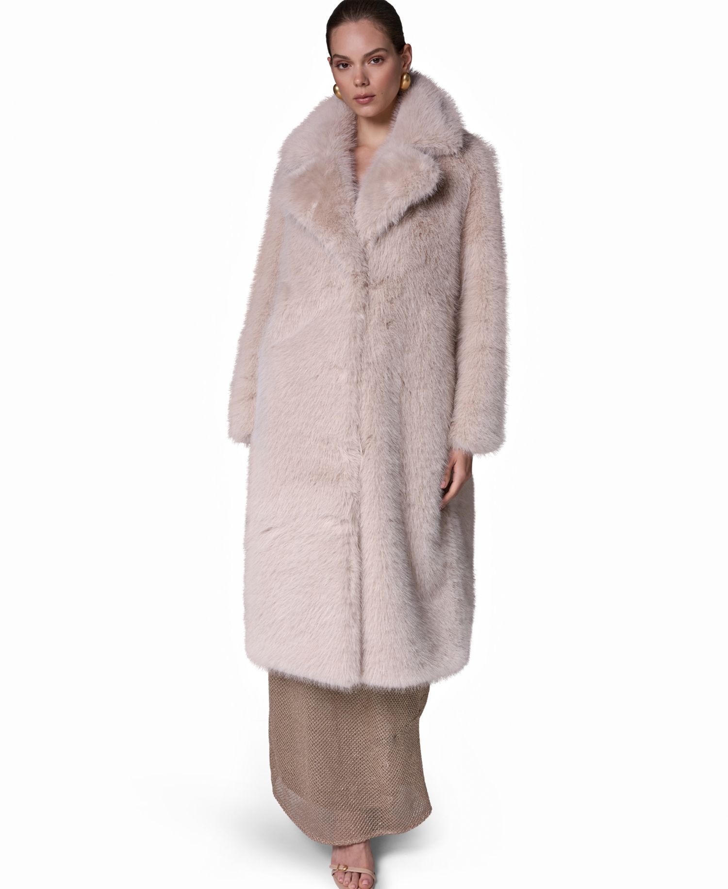 Women's Maxi Collared Faux-Fur Coat