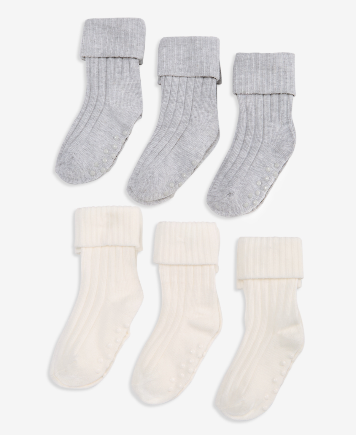 First Impressions Kids' Baby Boys' 6-pack Ribbed-knit Cotton-blend Crew Socks, Macy's Exclusive In Neutral