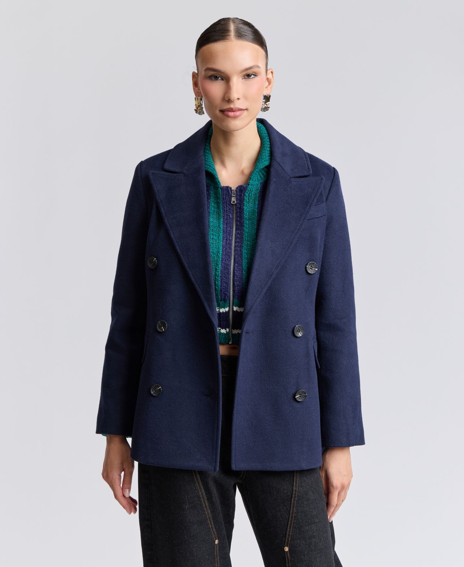 Women's Double-Breasted Plaid Blazer