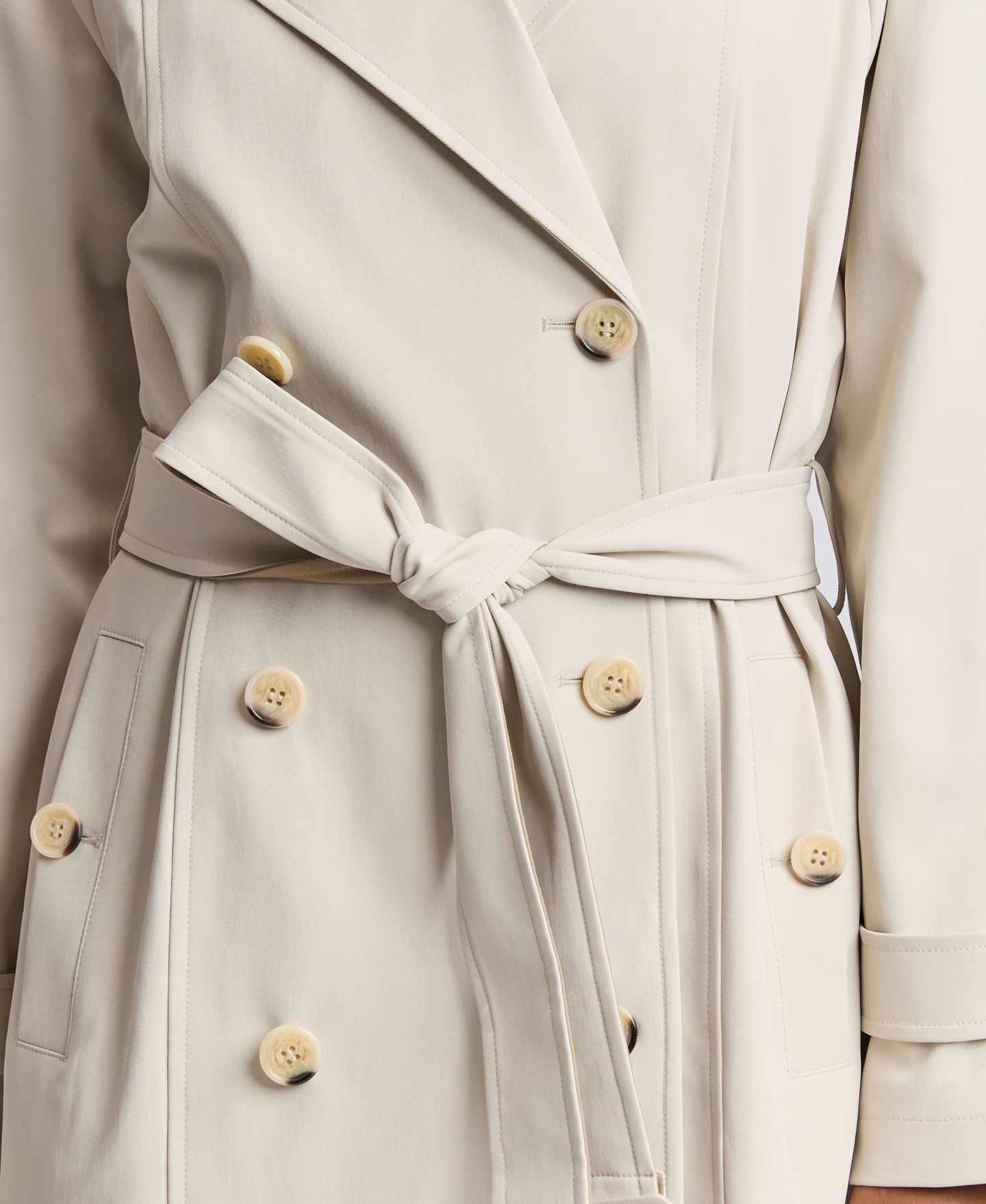 Женское пальто Avec Les Filles Belted Double-Breasted Cocoon Trench, цвет: Костяной — фото 5