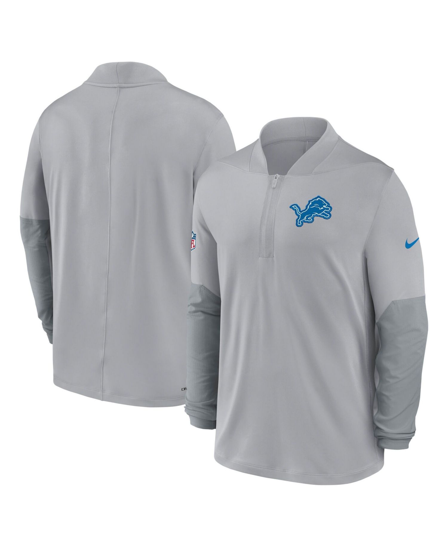Men's Gray Detroit Lions Sideline Dri-FIT Half-Zip Pullover Jacket