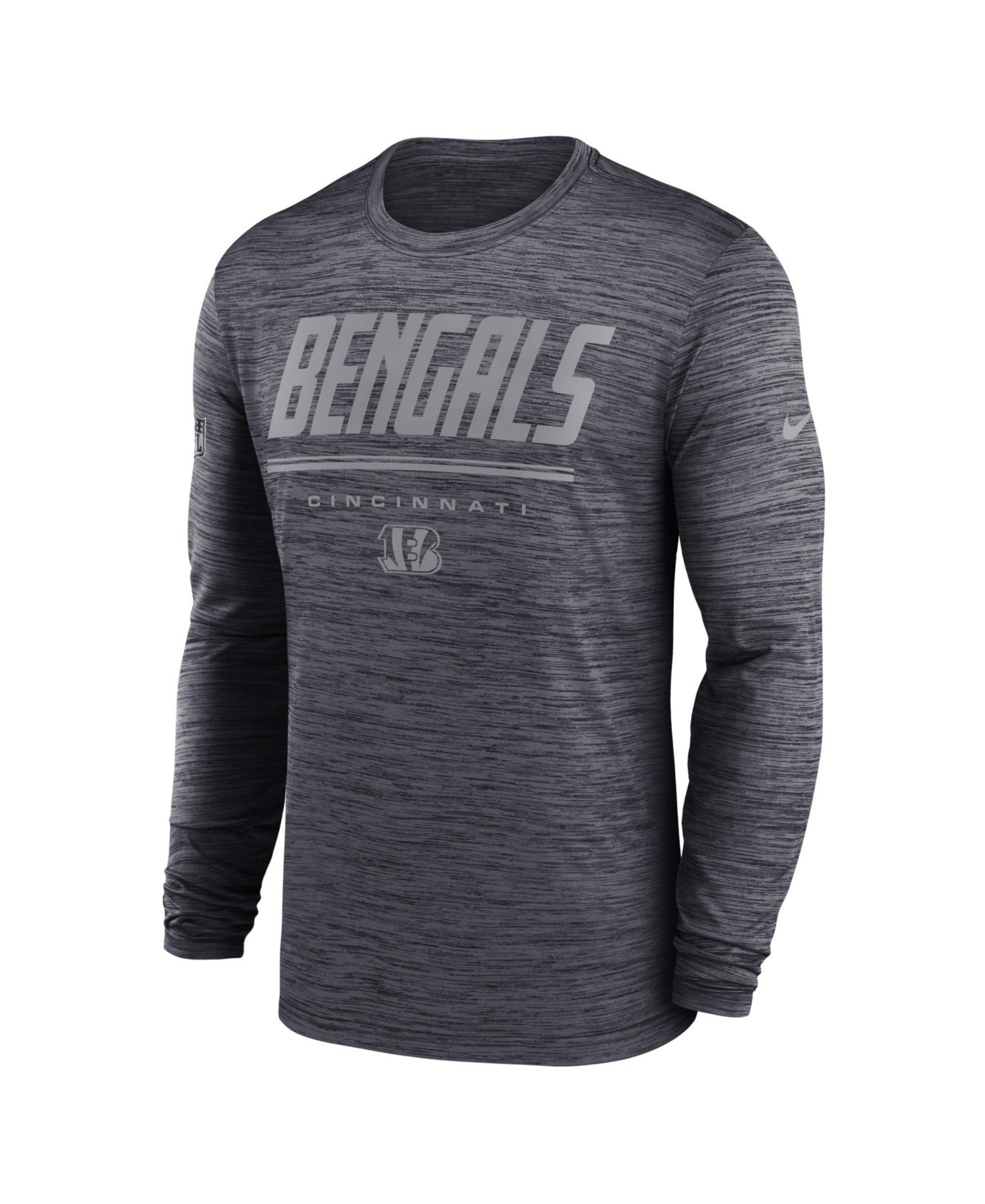 Men's Black Cincinnati Bengals Sideline Offensive Transition Velocity Dri-FIT Long Sleeve T-Shirt