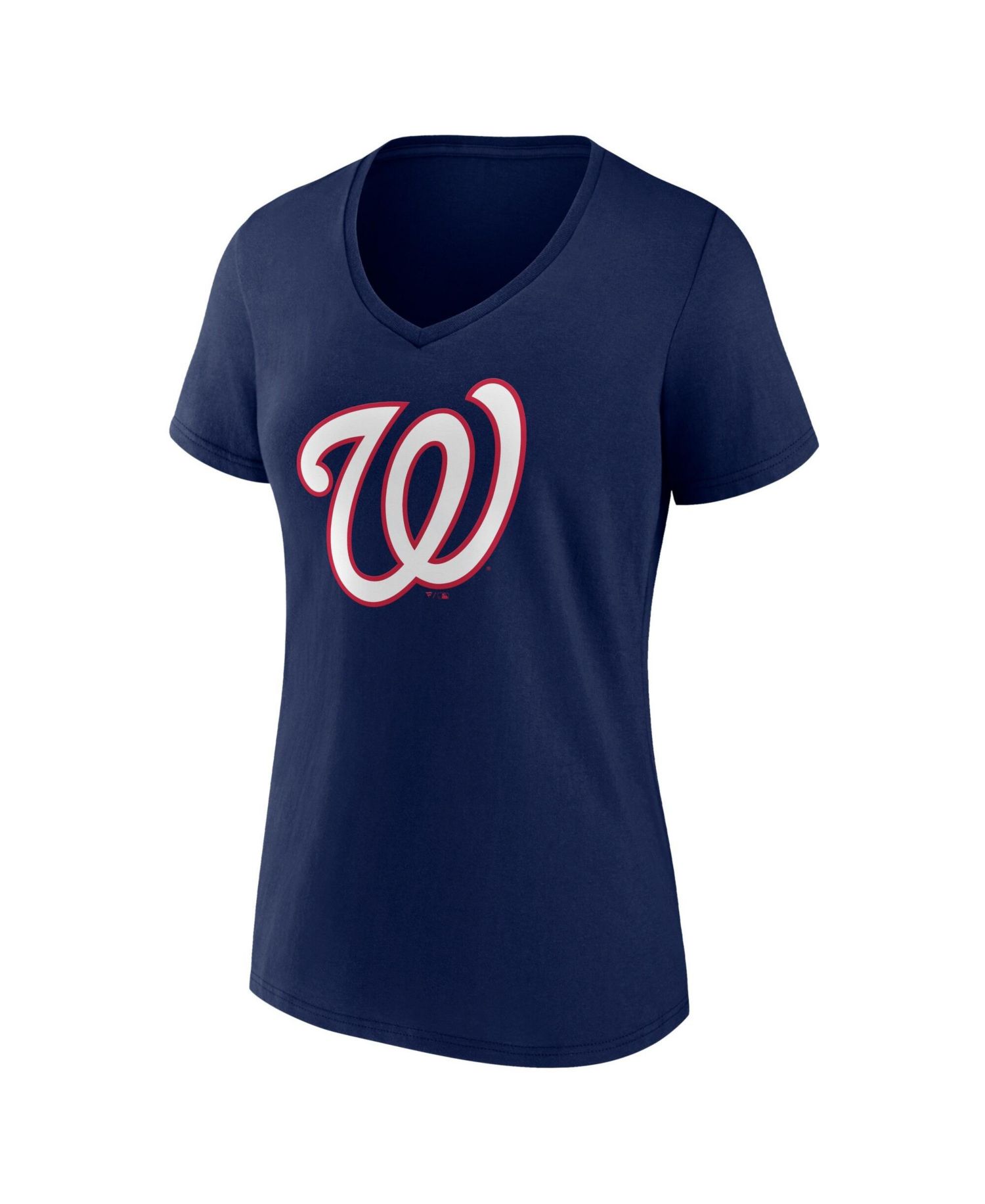 Women's Navy Washington Nationals Logo Athletic V-Neck T-Shirt