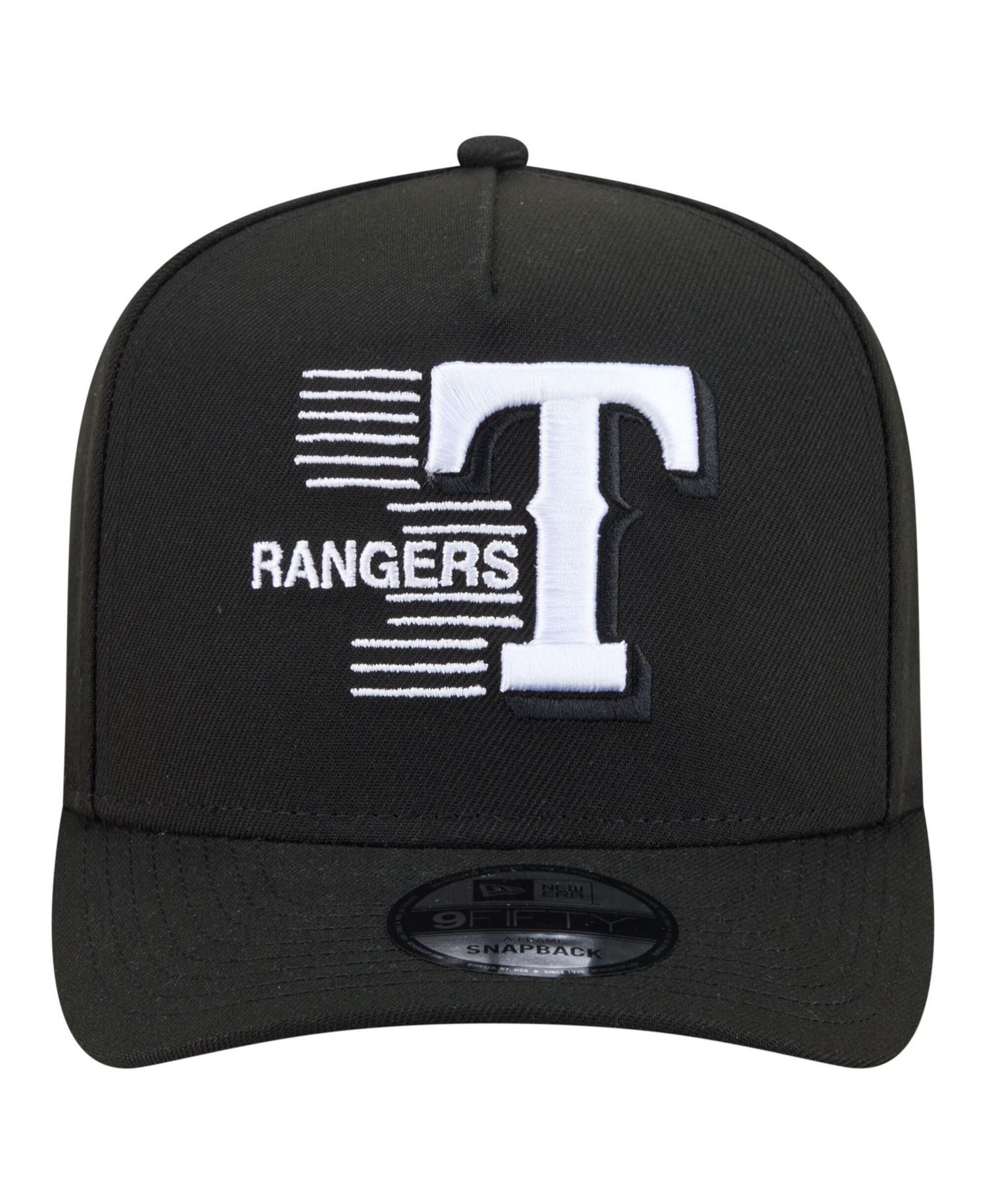 Men's Black Texas Rangers Motion A-Frame 9FIFTY Snapback Hat