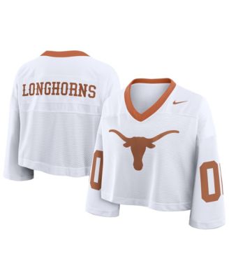 Women's White Texas Longhorns Oversized Logo Cropped Fashion Jersey