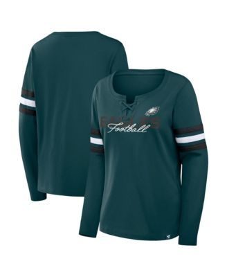 Women's Midnight Green Philadelphia Eagles Team First Coverage Scheme Lace-Up Long Sleeve T-Shirt