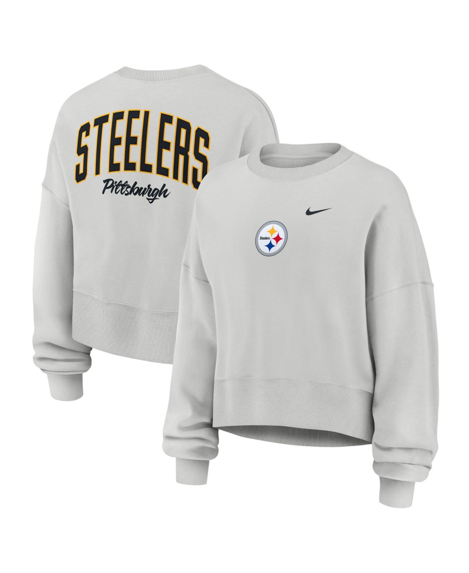 Women's Gray Pittsburgh Steelers Oversized Primetime Phoenix Fleece Sweatshirt