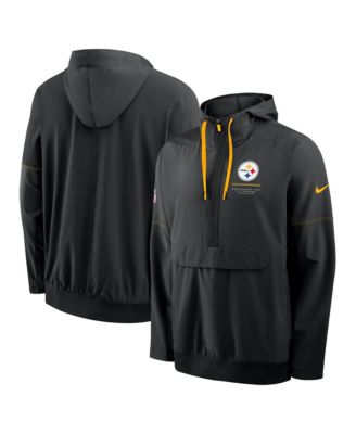 Men's Black Pittsburgh Steelers Sideline Logo Glory Anorak Half-Zip Hoodie