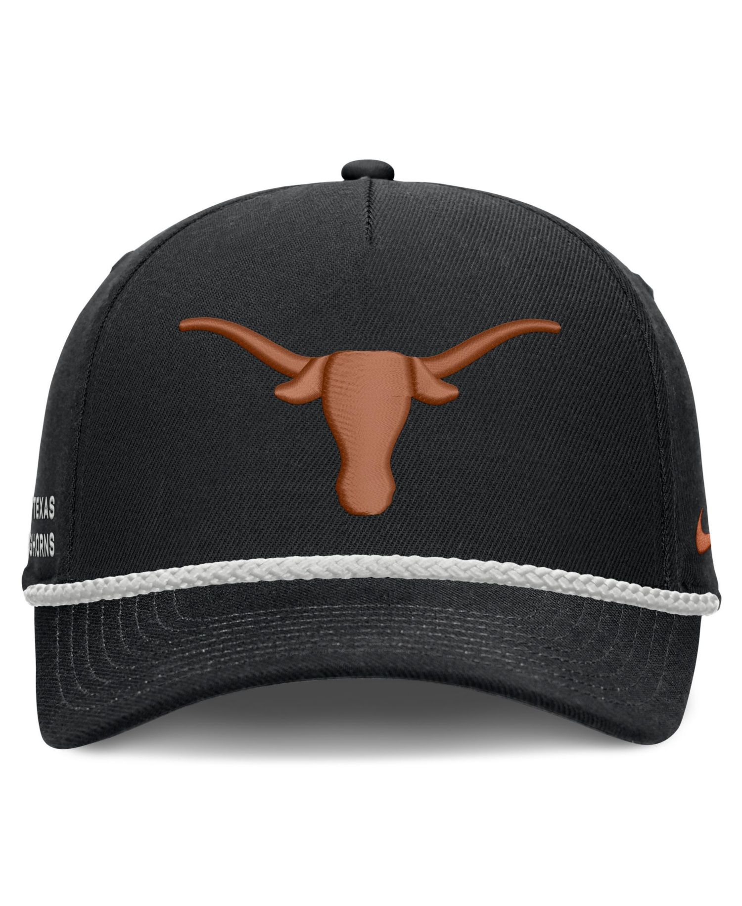 Men's and Women's Black Texas Longhorns Rope Rise Adjustable Hat