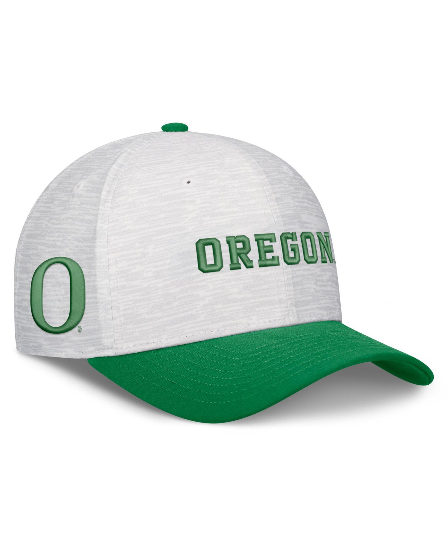 Men's and Women's White/Green Oregon Ducks Primetime Rise Adjustable Hat