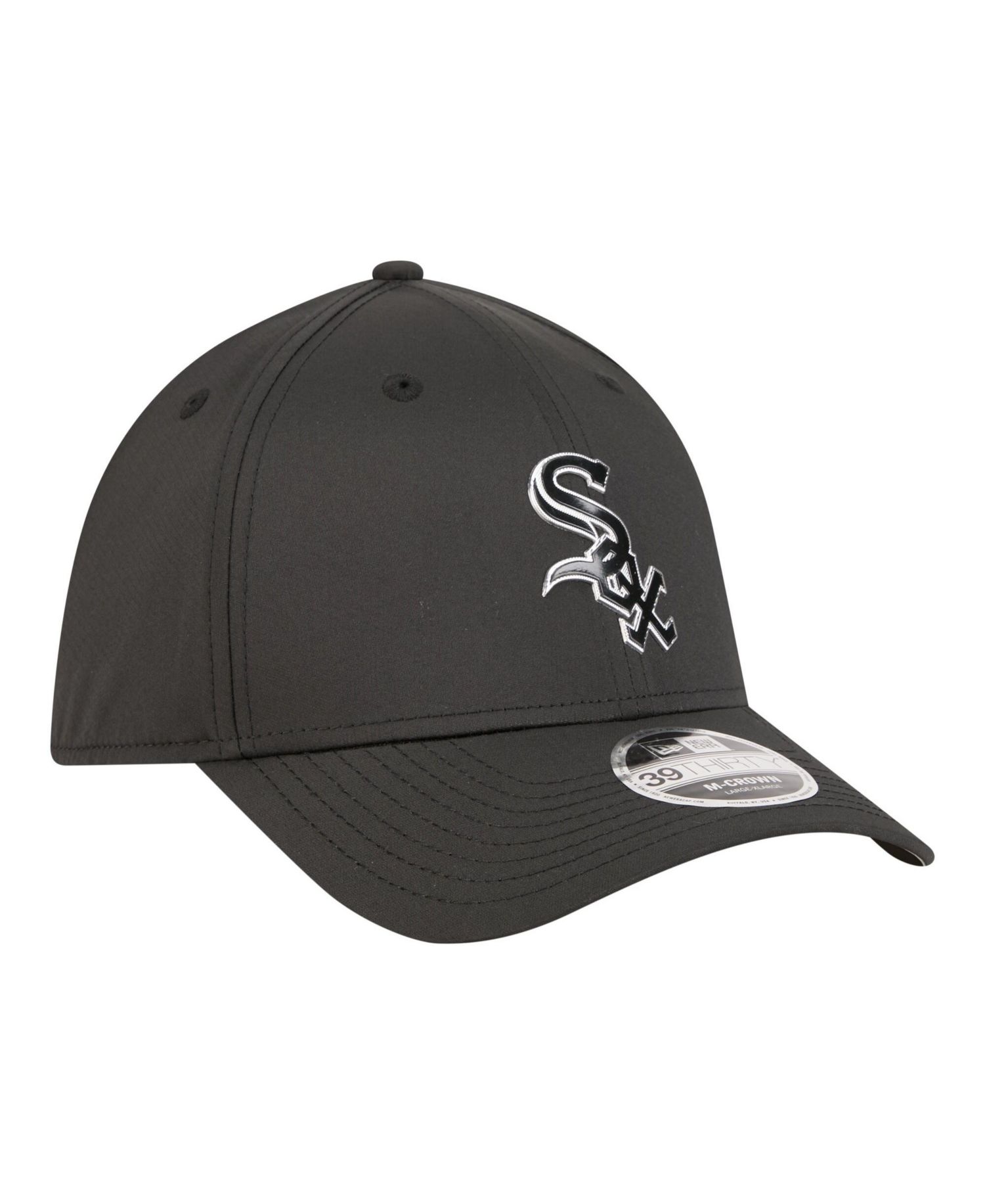 Men's Black Chicago White Sox Metallic 39THIRTY M-Crown Flex Hat