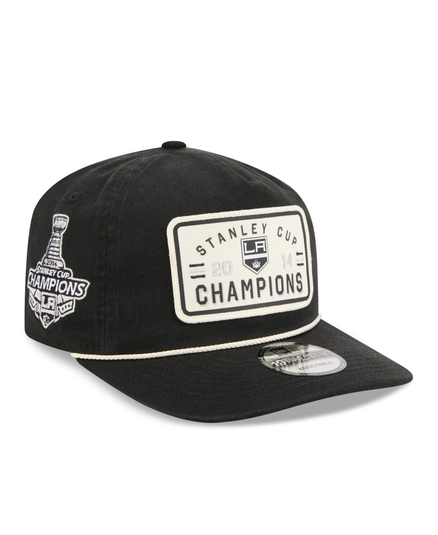 Men's Black Los Angeles Kings Throwback Stanley Cup Champions Side Patch 19TWENTY Adjustable Hat