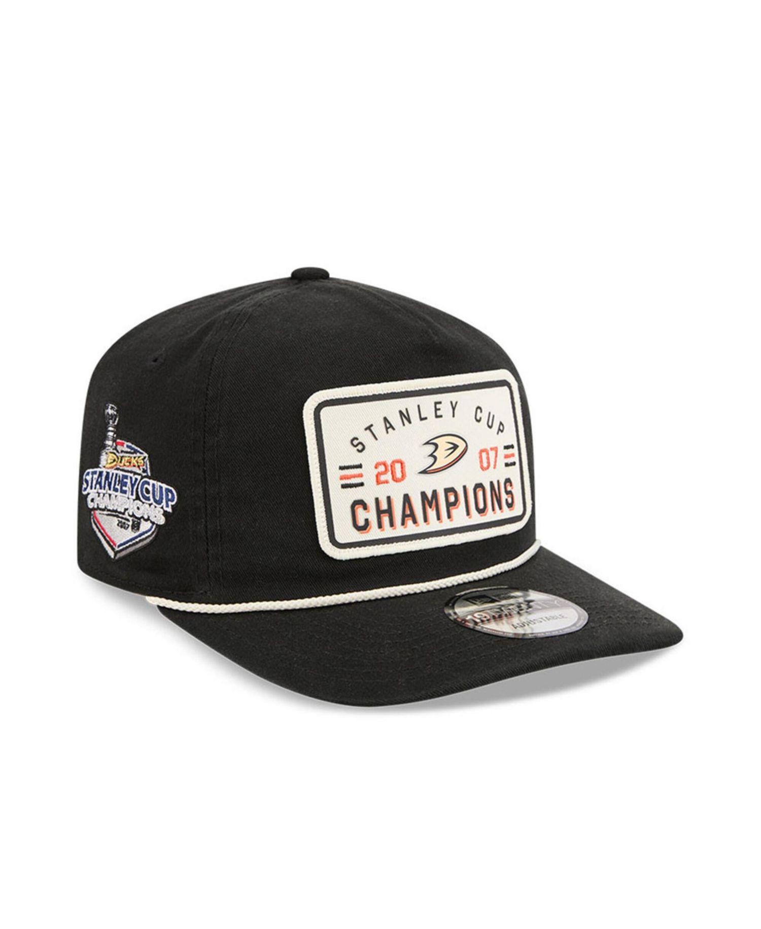 Men's Black Anaheim Ducks Throwback Stanley Cup Champions Side Patch 19TWENTY Adjustable Hat