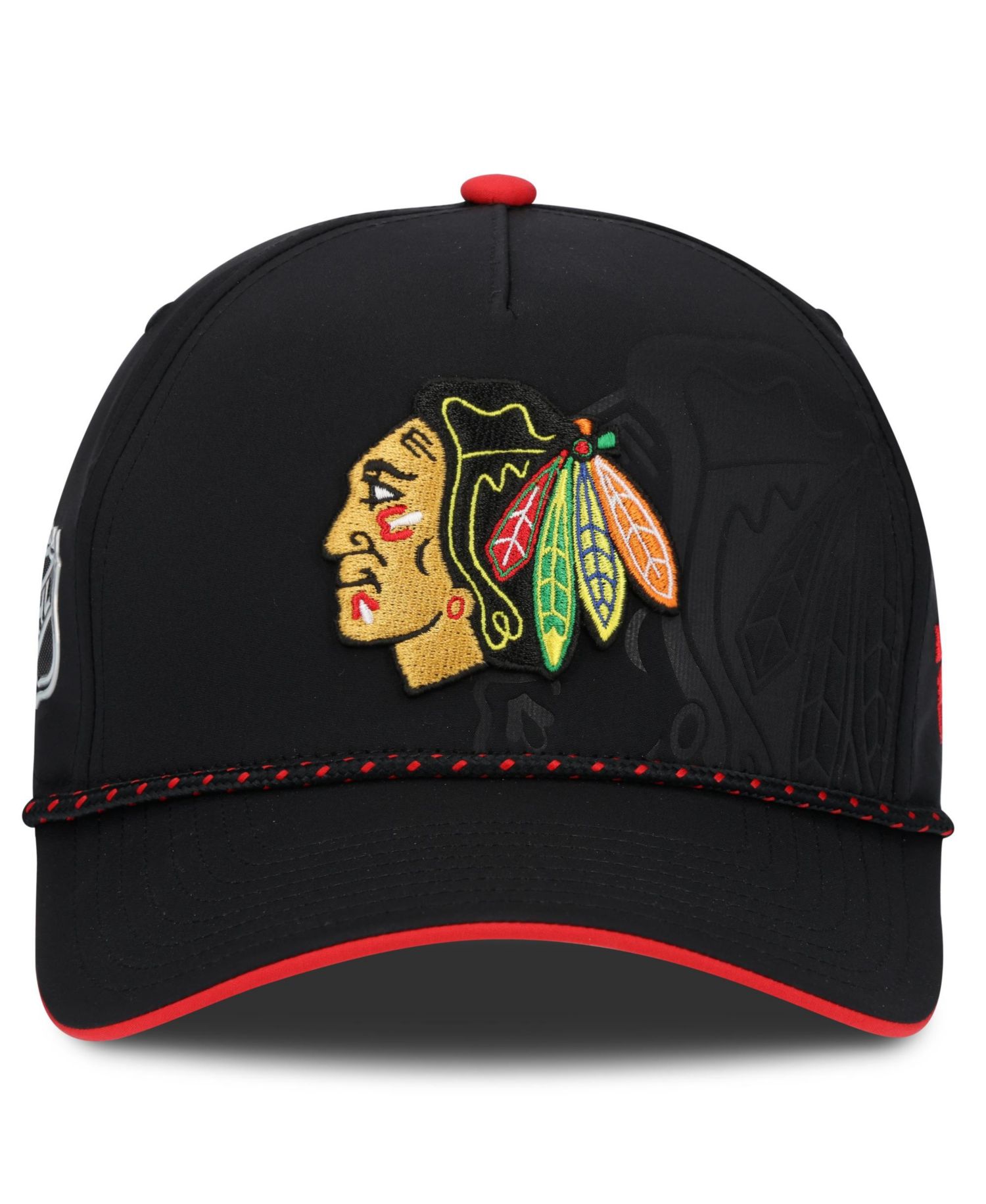 Men's Black Chicago Blackhawks On Stage Podium A-Frame Adjustable Hat