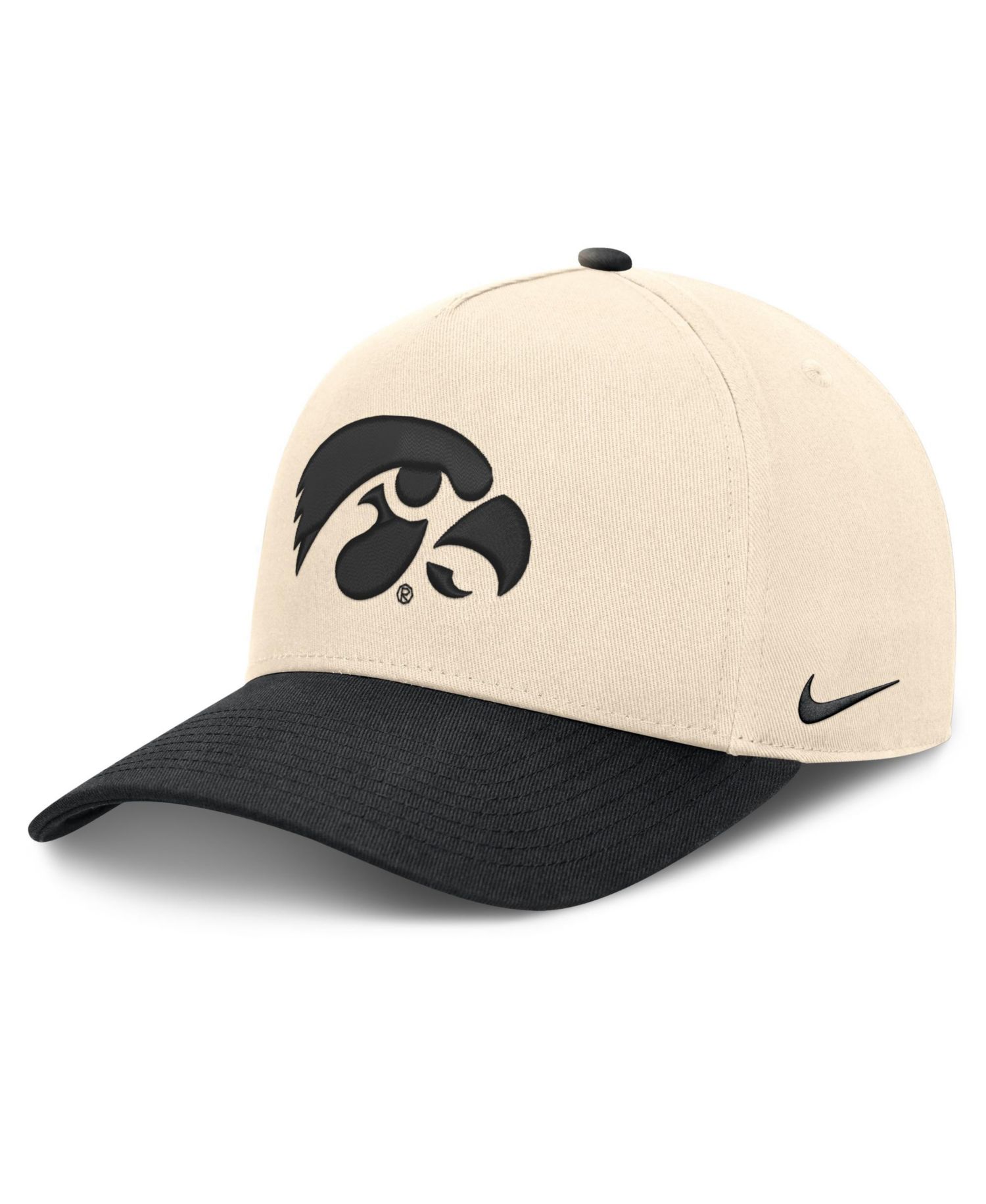 Men's and Women's Natural/Black Iowa Hawkeyes Campus Prep Rise Adjustable Hat