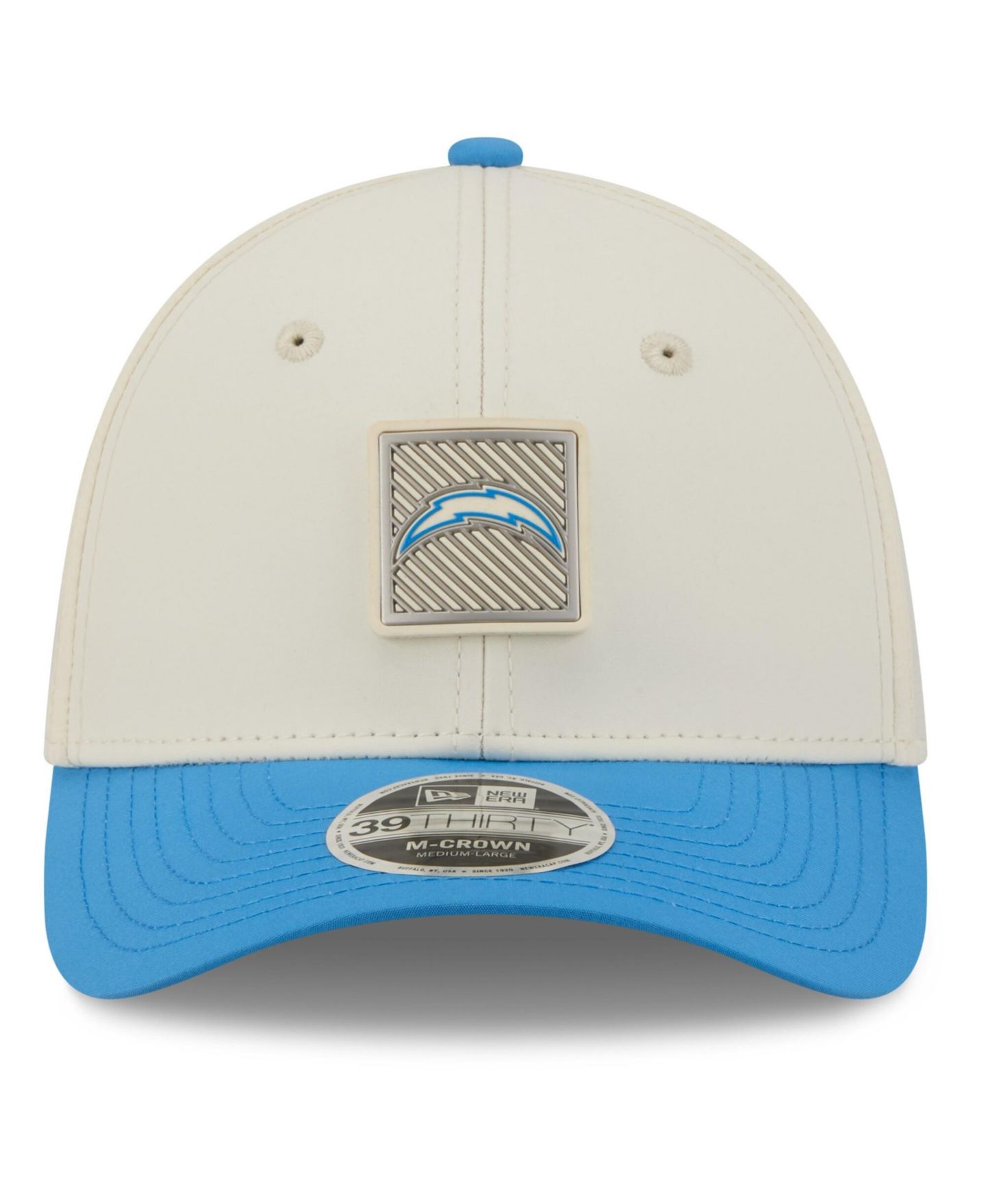 Мужская кепка New Era Cream/Powder Blue Los Angeles Chargers 2026 NFL Training Camp 39THIRTY Flex Hat — фото 2