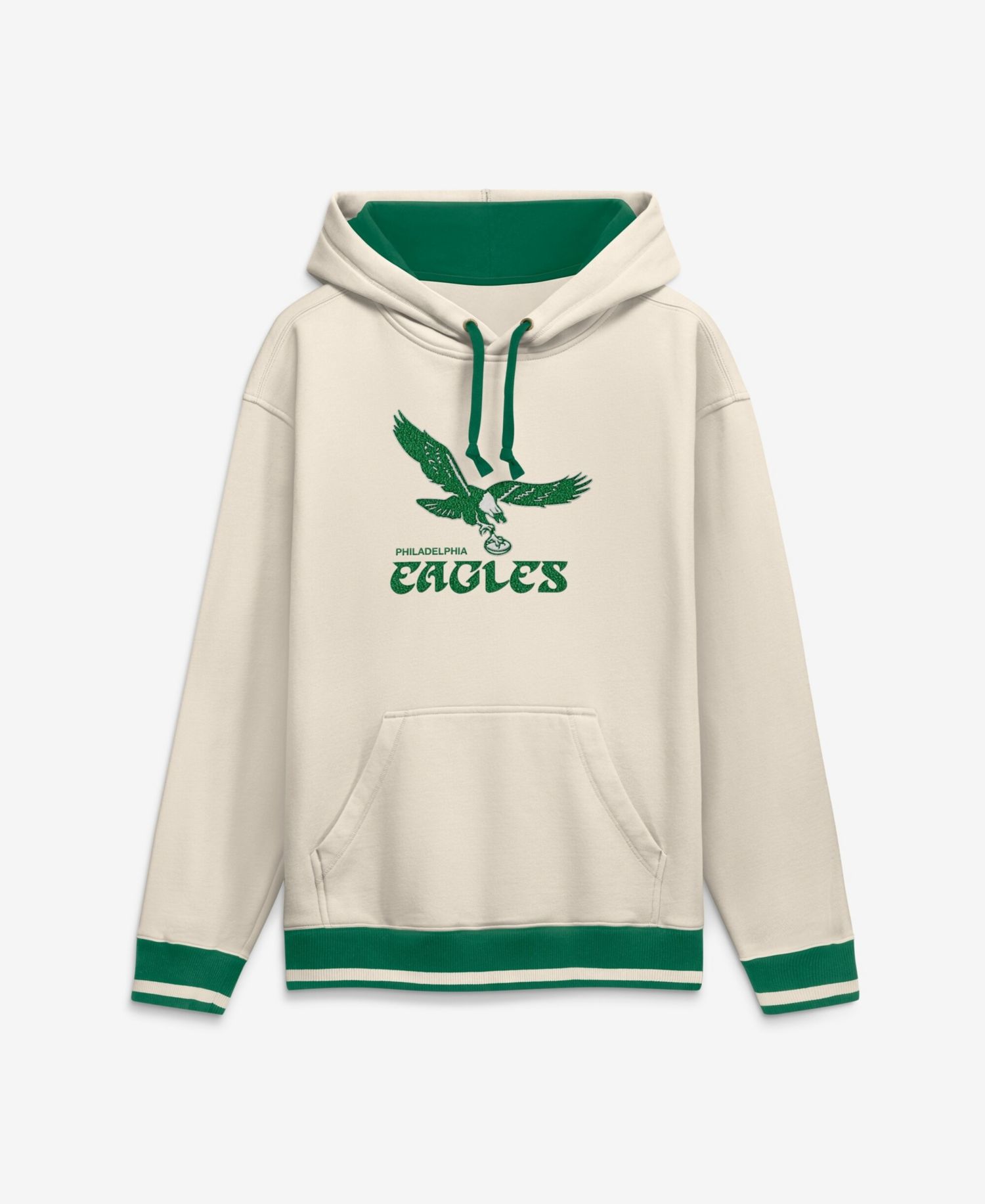 Men's Cream Philadelphia Eagles Chenille Heavyweight Fleece Hoodie