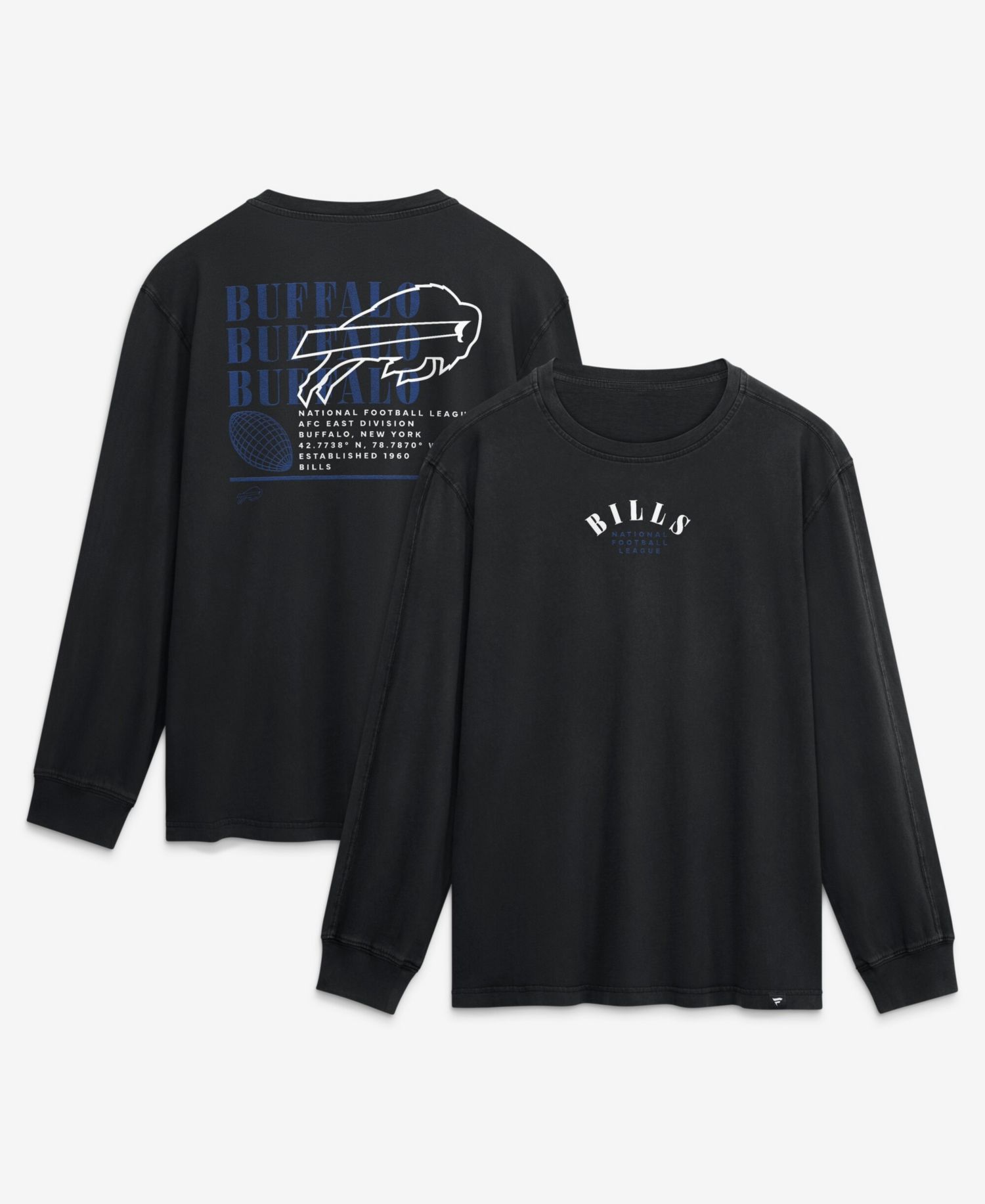 Men's Black Buffalo Bills Relaxed Fullback Drive Long Sleeve Fashion T-Shirt