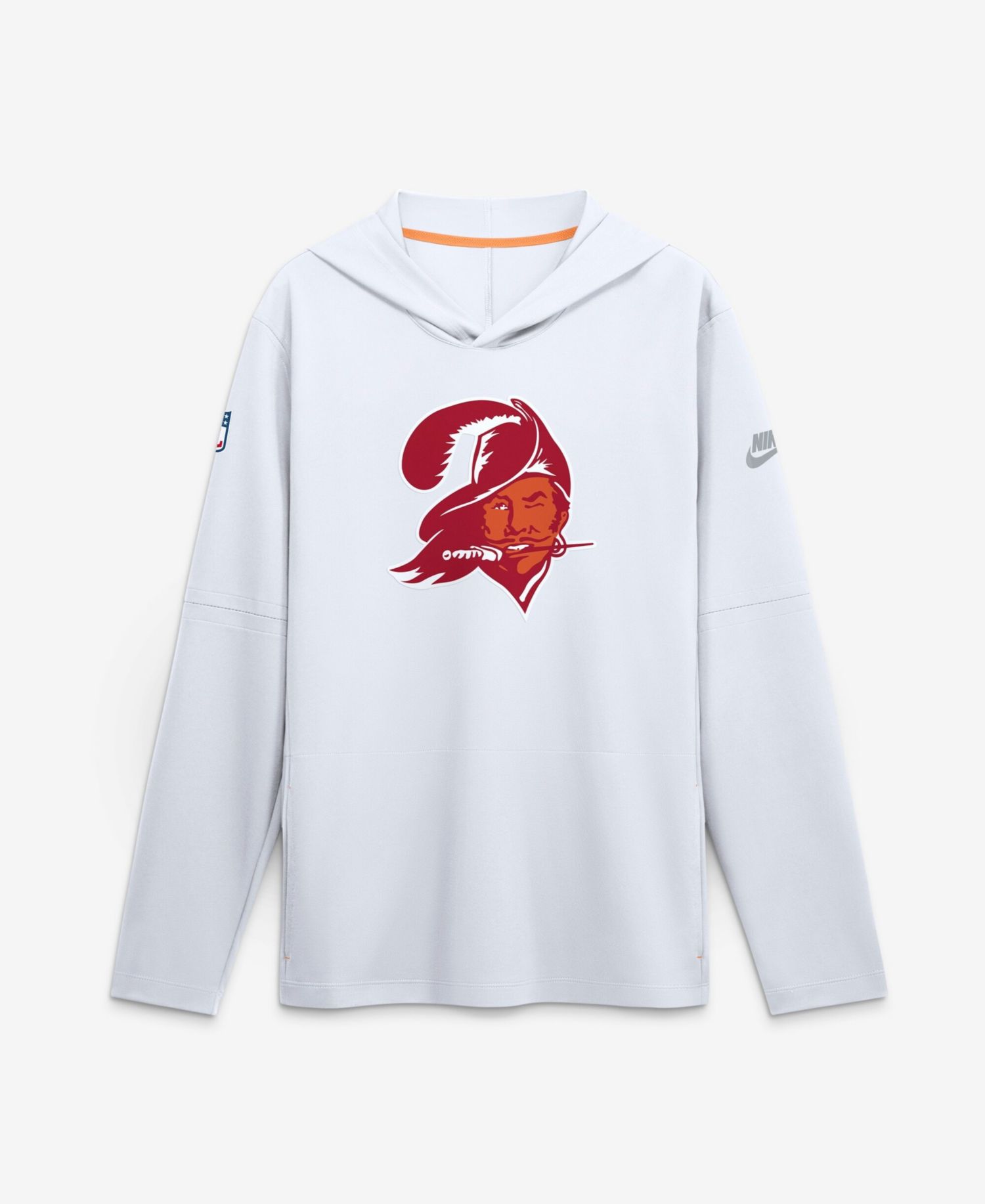 Men's White Tampa Bay Buccaneers Sideline Alternate Lightweight Long Sleeve Hooded Dri-FIT T-Shirt