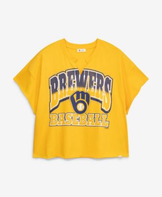 Women's Gold Milwaukee Brewers Plus Size Win Big Oversized Notch-Neck T-Shirt