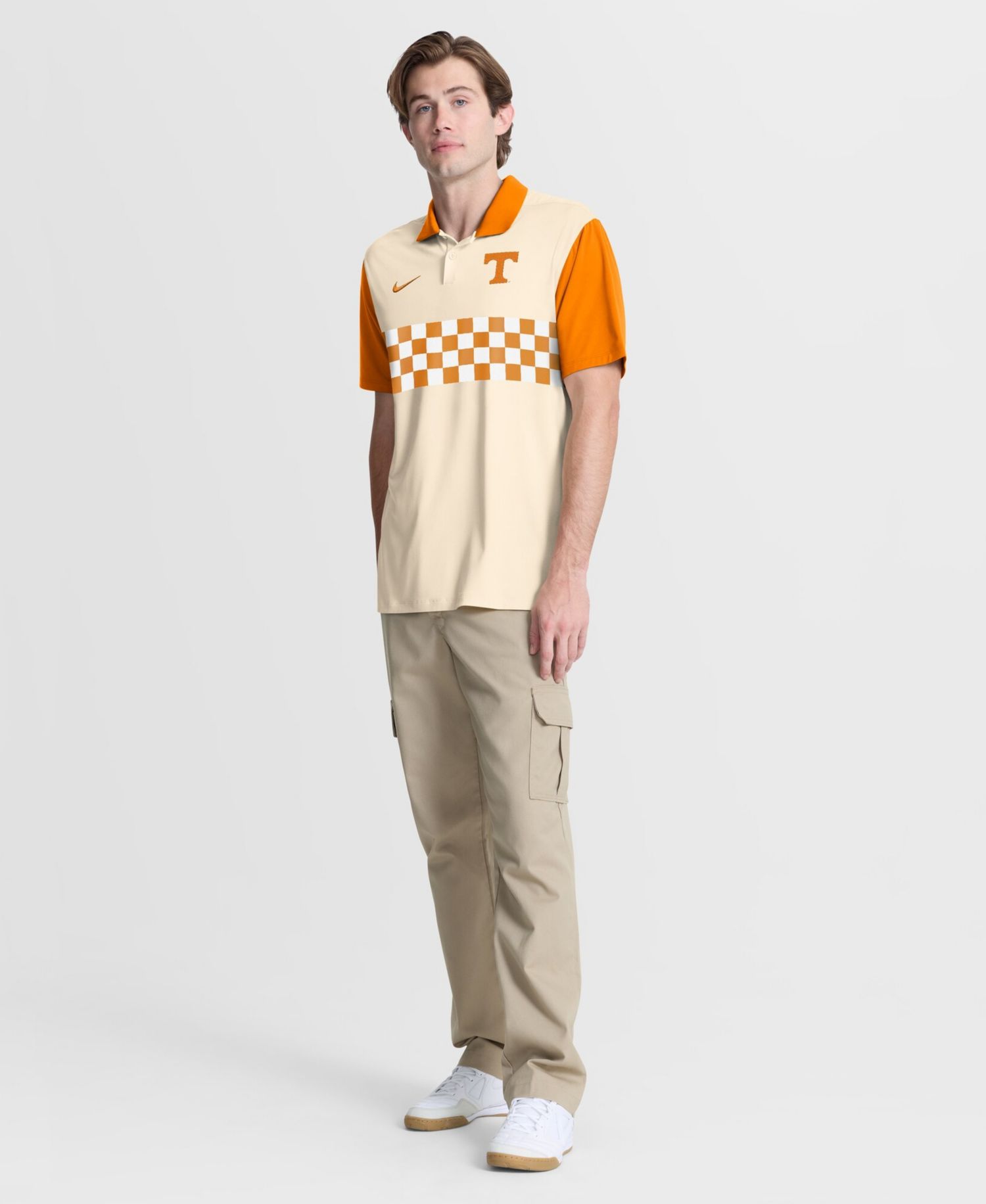 Men's Natural/Tennessee Orange Tennessee Volunteers Vapor Primary Logo Dri-FIT Polo Shirt