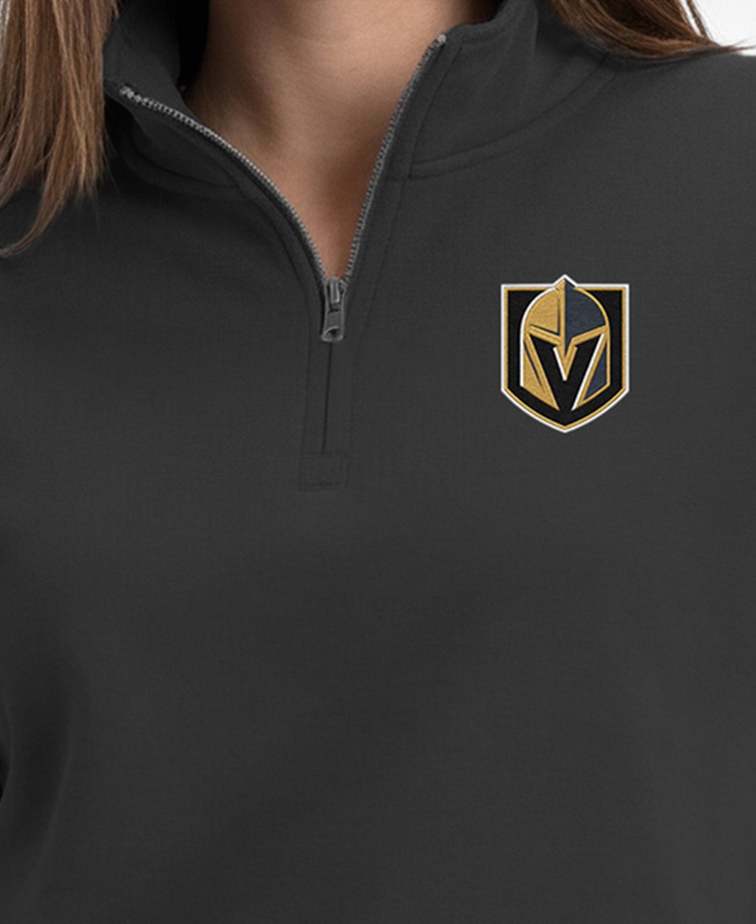 Women's Black Vegas Golden Knights Power Blend Quarter-Zip Sweatshirt