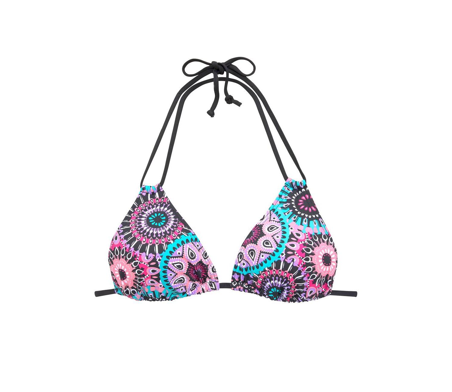 Women's Tropical Print Removable Pads Triangle Bikini Top