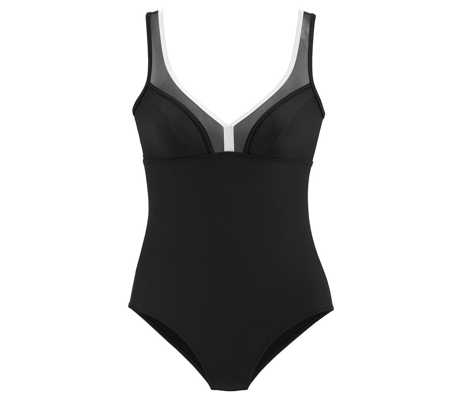 Women's Mesh Trim Tummy Control One-Piece Underwire One-Piece Swimsuit