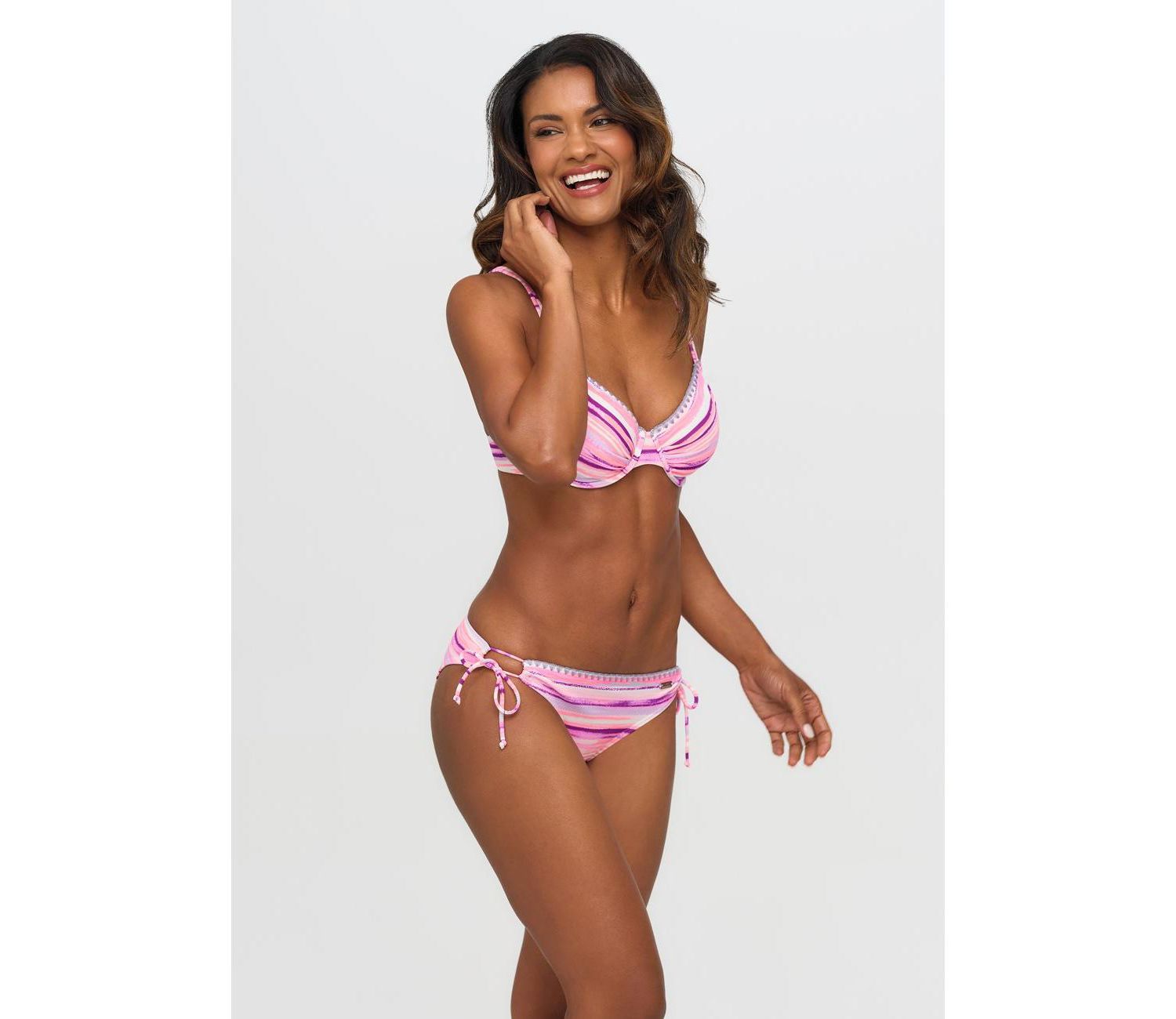 Women's Printed Crochet Removable Pads Underwire Bikini Top