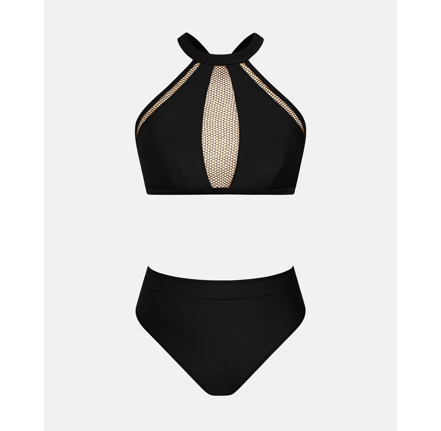 Women's Gentle Hollow Out Halter High-Waist Bikini Set