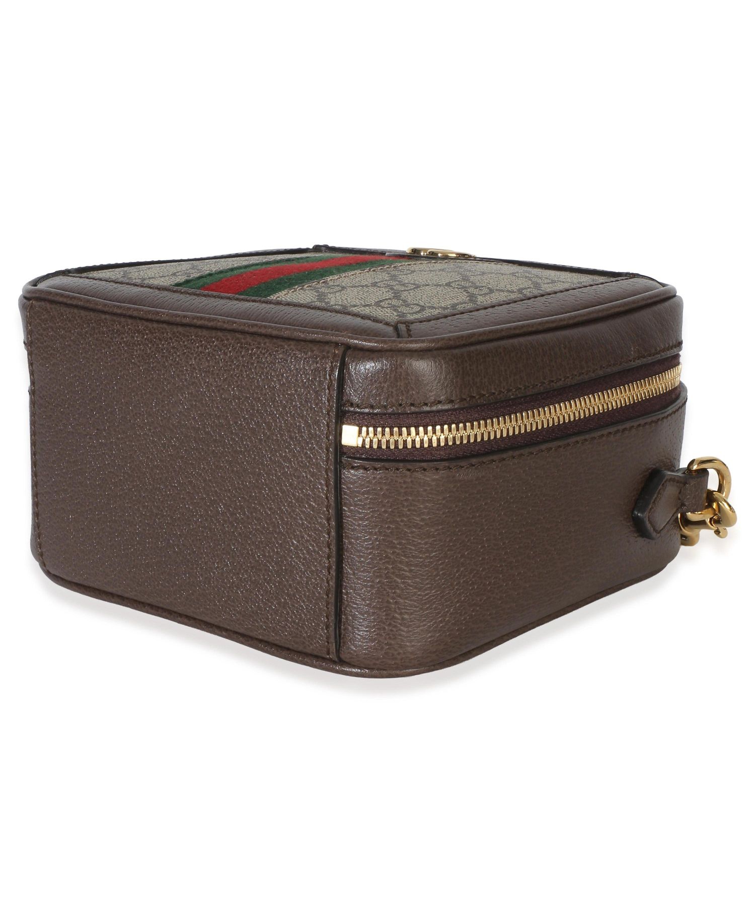 Beige Ebony GG Supreme Canvas Web Ophidia Mini Top Handle Shoulder Bag