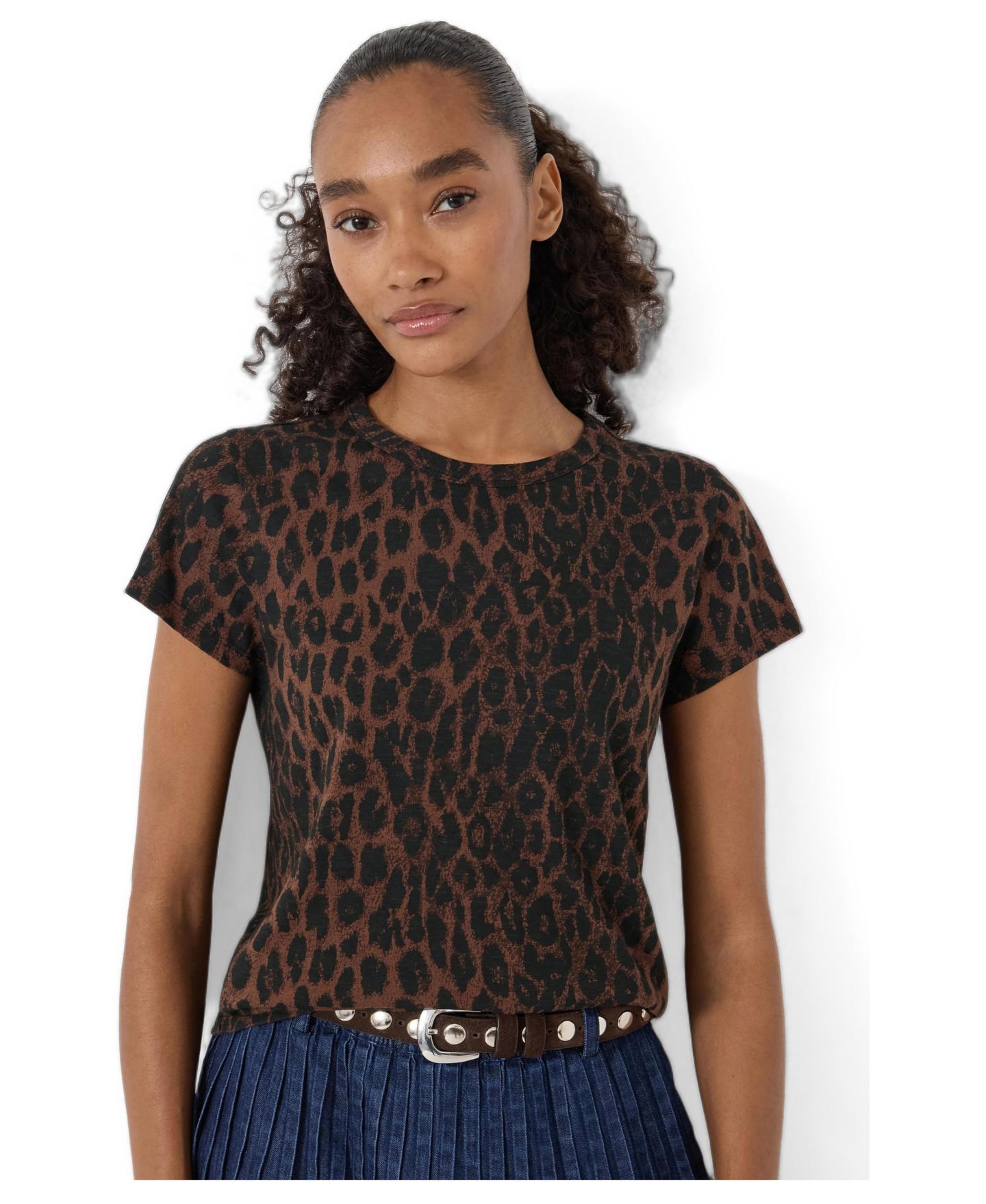 Женская футболка Hush Leopard-Print Slub Slim-Fit, цвет: Мягкий леопардовый — фото 3