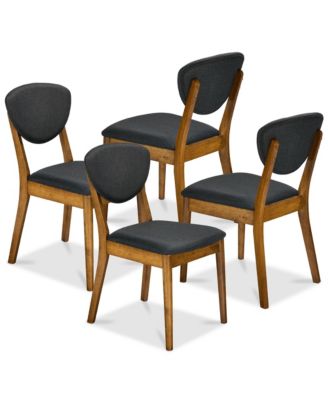 Set of 4 Wooden Dining Chairs, Wood Modern Farmhouse Upholstered Chairs