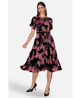 Women's Short Sleeve Round Neck Midi Dress