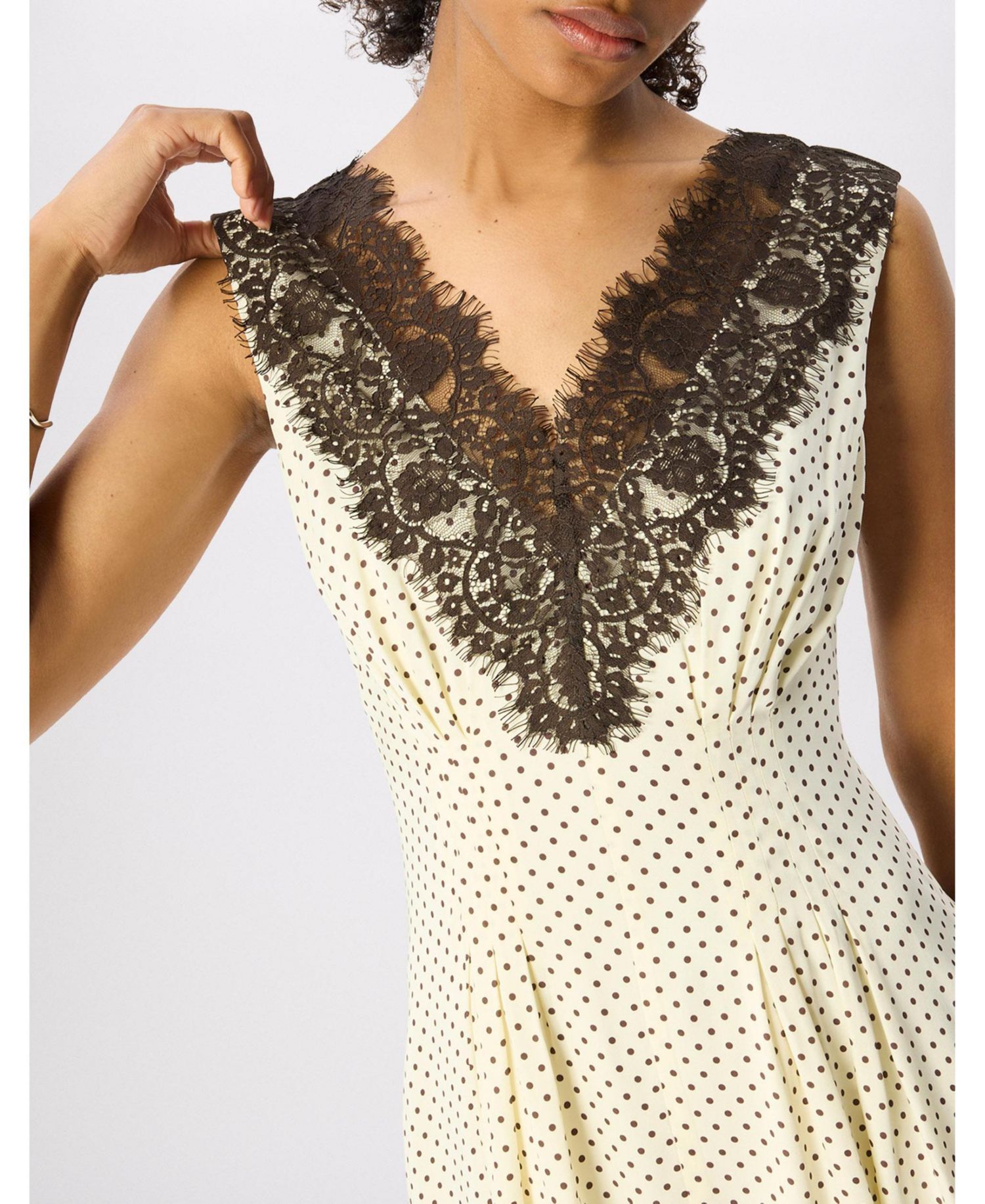 Women's Spot-Print V-Neck A-Line Midi Dress