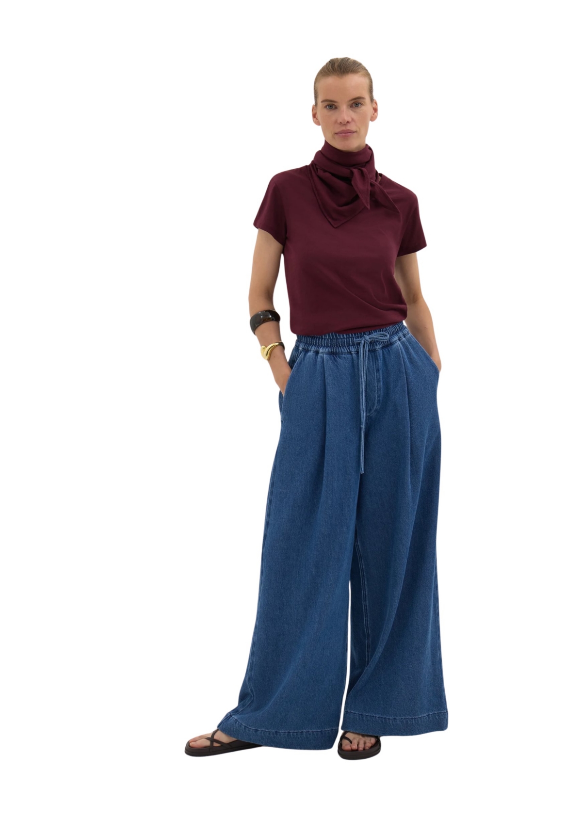 Hush Women's Minna Slim-Fit Scarf-Detail Crewneck T-Shirt