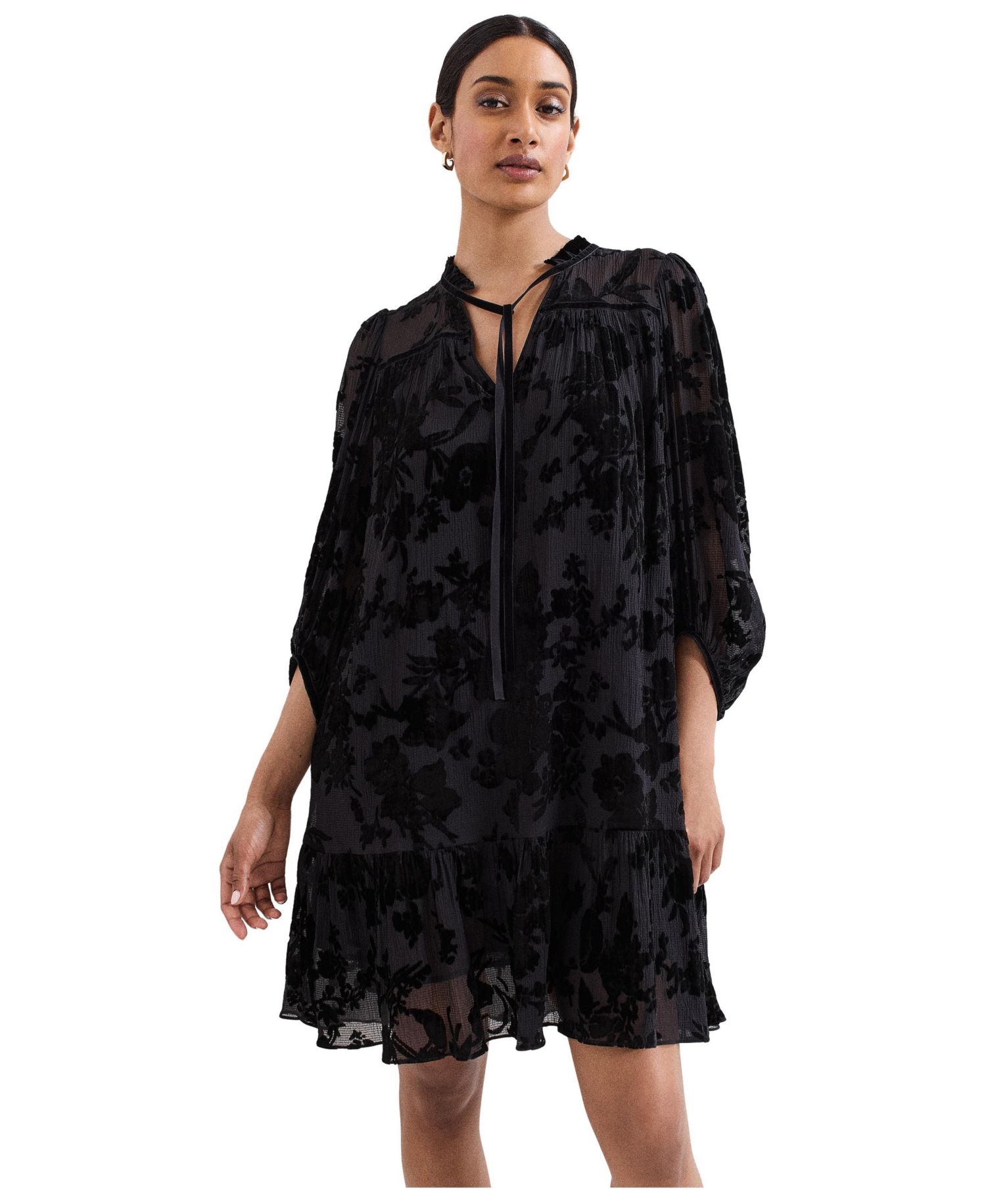 Women's Mila Velvet Floral-Print Mini Dress