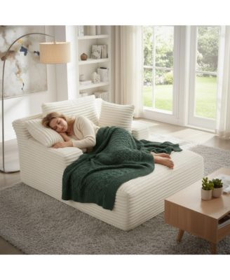 Oversized Chaise Lounge Chair, Corduroy Upholstered Modern Sofa Couch,No Assembly Required