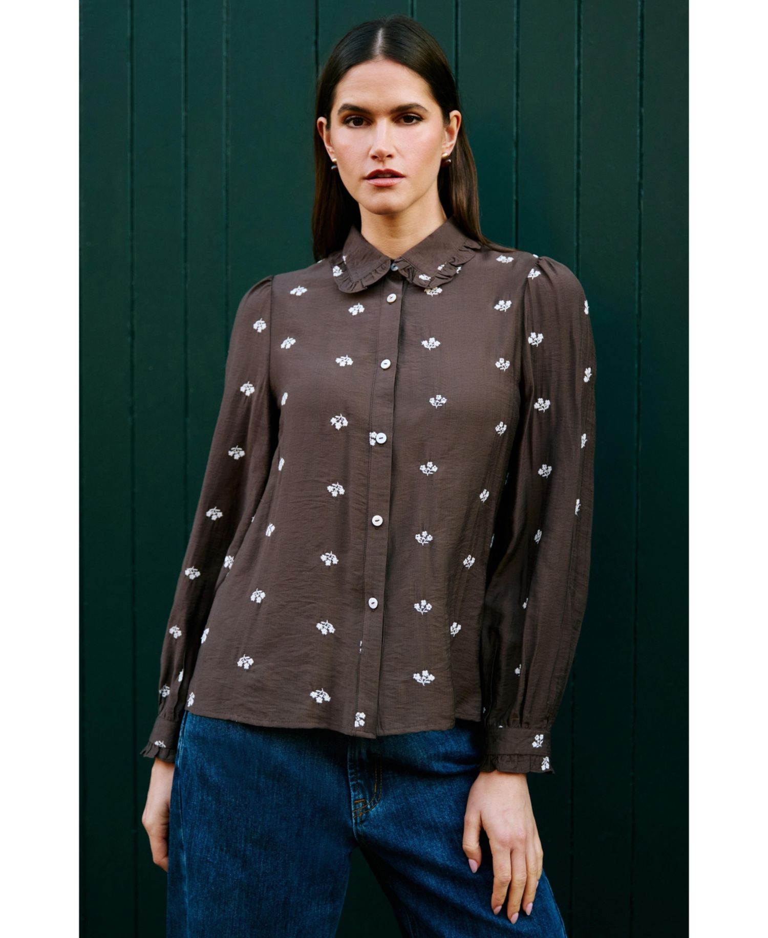 Women's Viscose Daisy Embroidered Shirt