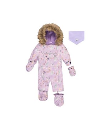 Baby Girls One Piece Snowsuit Adapted for Car Seats Cat Print