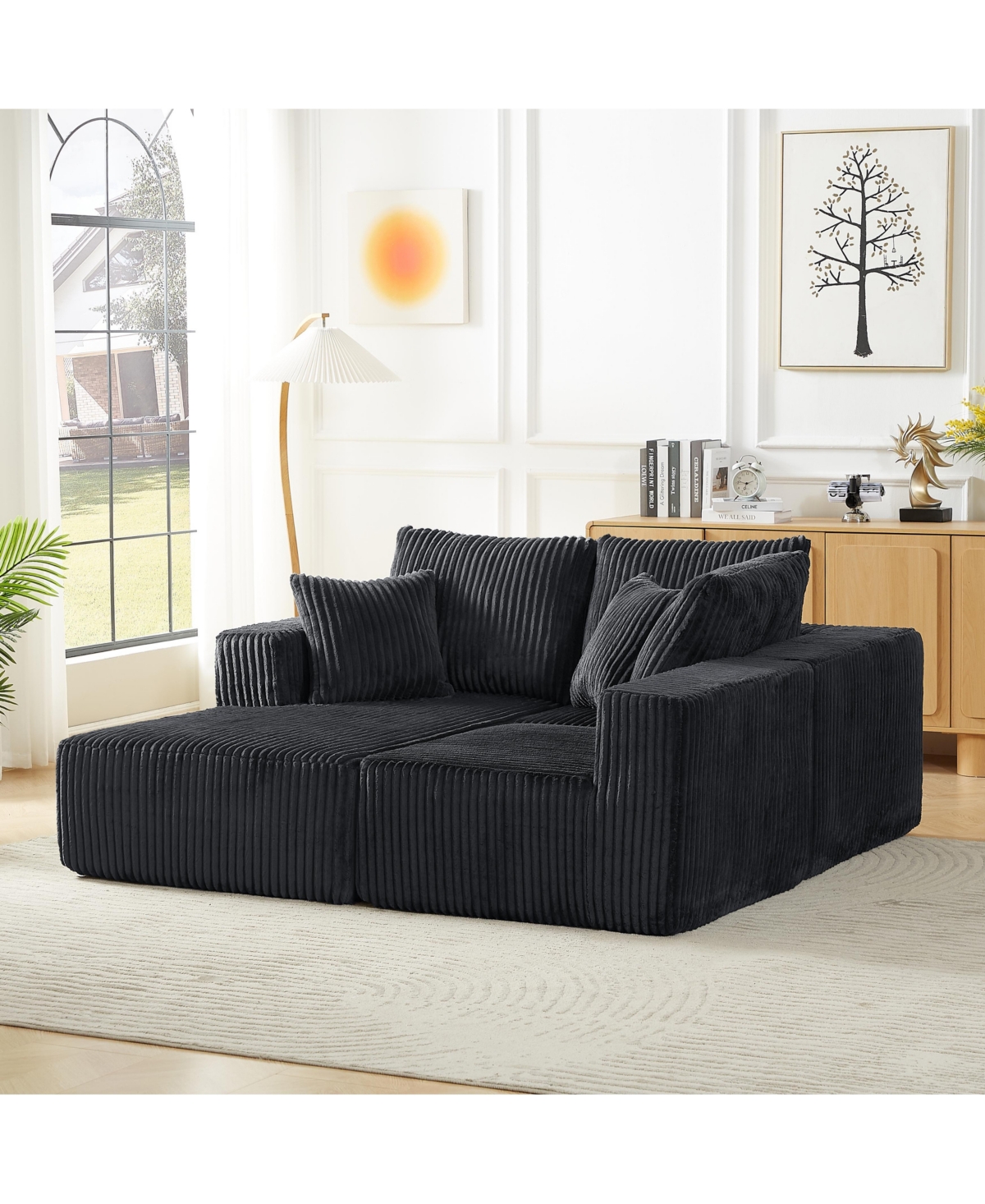 Sailvan Modular Sectional Sofa, Modern Corduroy Cloud Couch with 4 Deep Seat, No Assembly