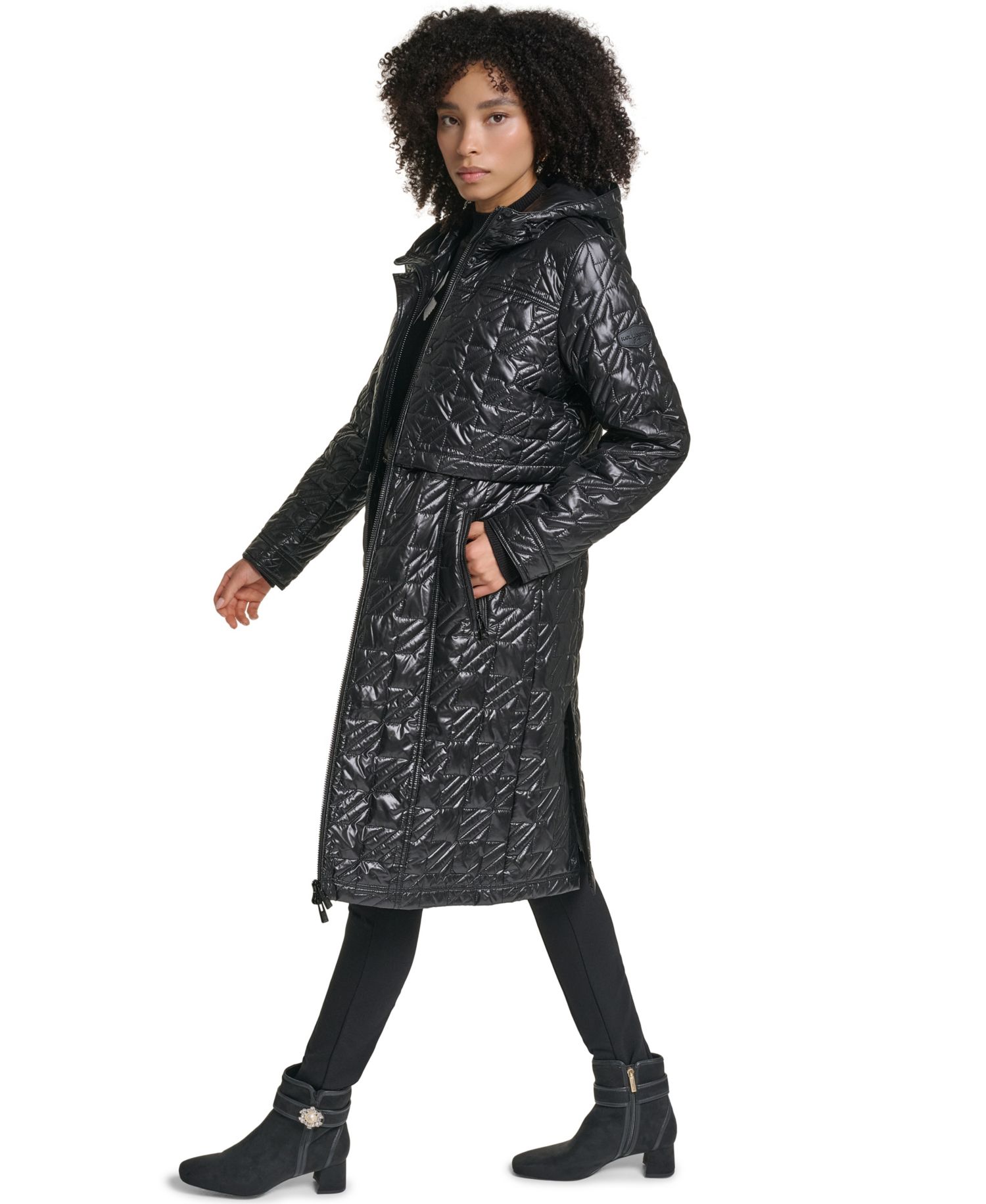 Women's Hooded Anorak Star-Quilted Coat